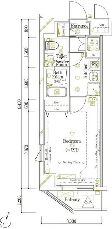 ガリシア新宿都庁前 2階階 間取り
