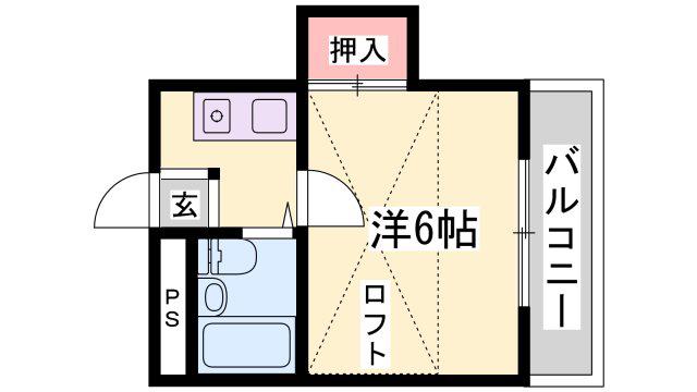 リブイン姫路(1K/2階)の間取り写真