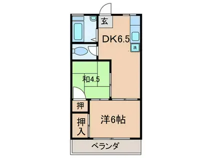 千鳥ハウス(2DK/2階)の間取り写真