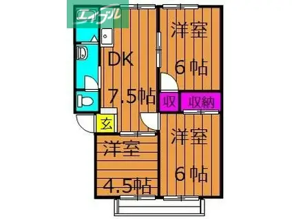 荒木ハイツ(3DK/2階)の間取り写真