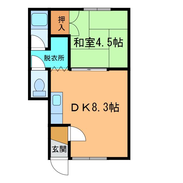光南ハイツ(1DK/1階)の間取り写真