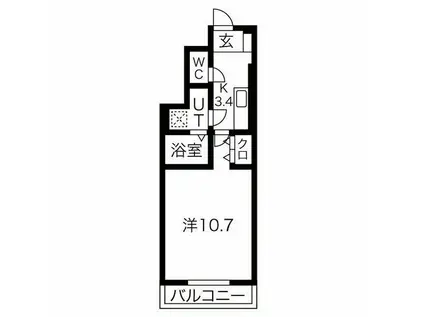 HONU清水町ウエスト(ワンルーム/1階)の間取り写真