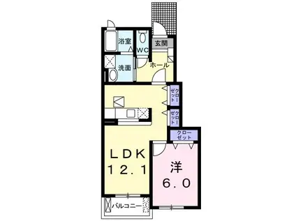 グリーン・レジデンス(1LDK/1階)の間取り写真