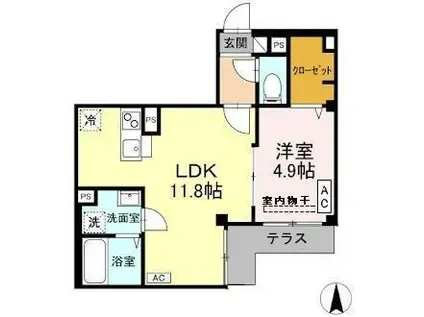 SKYE RESIDENCE井田中ノ町(1LDK/1階)の間取り写真