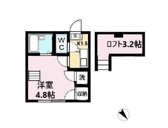 ビューコート小田原(1K/2階)の間取り写真