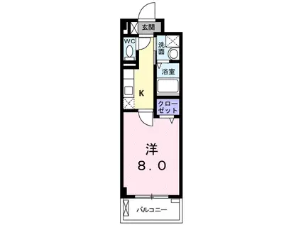 CASA G(1K/4階)の間取り写真