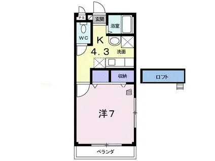 アゼリア HAGA B(1K/1階)の間取り写真