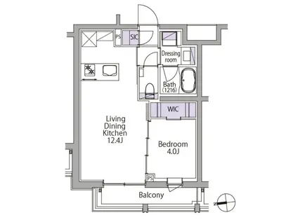 イプセ白金台(1LDK/4階)の間取り写真