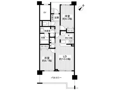 レクセルプラザひばりヶ丘(2LDK/5階)の間取り写真