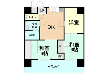 三星児玉ハイツ(3DK/4階)の間取り写真