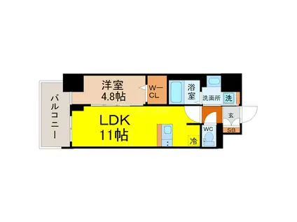 プレサンスTHE高岳(1LDK/12階)の間取り写真