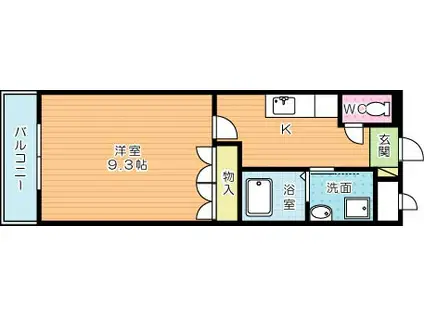 ボンヌールコートK(1K/3階)の間取り写真
