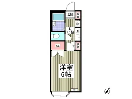 サンライズII(1K/1階)の間取り写真