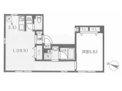 コンポジット日本橋三越前(1LDK/4階)の間取り写真