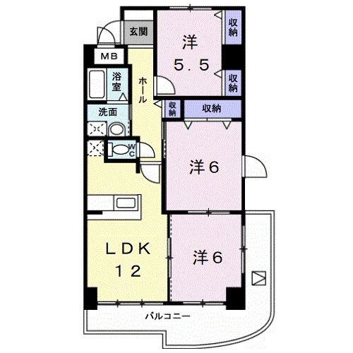 アズゥール(3LDK/1階)の間取り写真