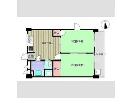 森南コーポ(2DK/2階)の間取り写真