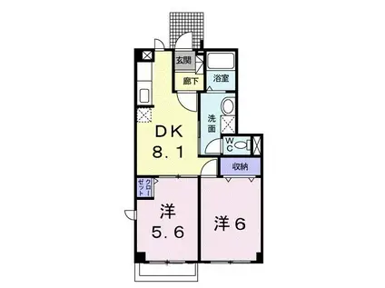 ア・ラ・モードB(2DK/1階)の間取り写真