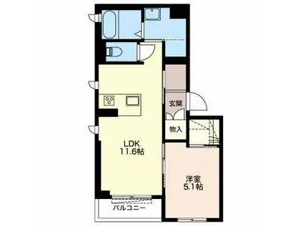 クレスティーク(1LDK/1階)の間取り写真