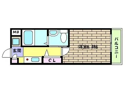 リュミエール森南(1K/6階)の間取り写真