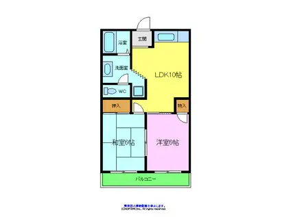 クレセントカシダⅡ(2LDK/3階)の間取り写真