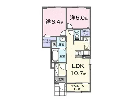 リバティ I(2LDK/1階)の間取り写真