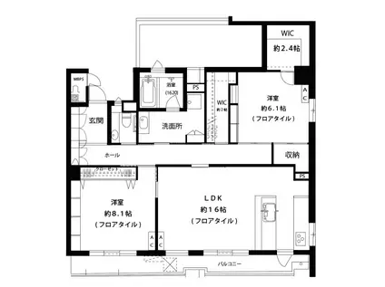 サウスコンフォート三鷹(2LDK/13階)の間取り写真