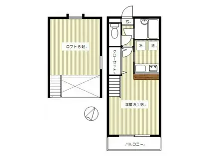 サンビュー城下(1K/2階)の間取り写真