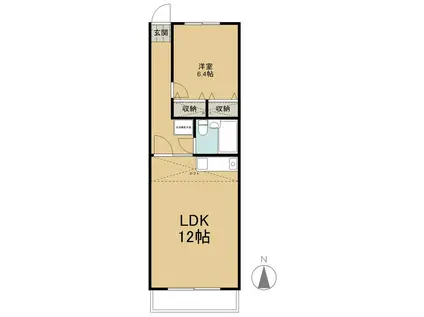 グリーンヴィラ(1LDK/2階)の間取り写真