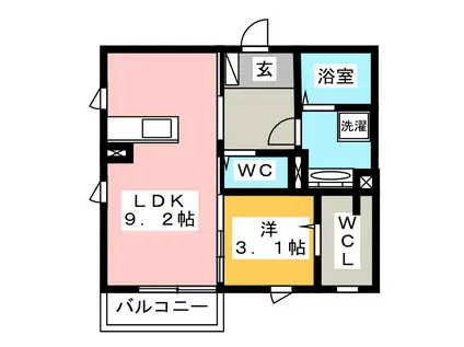 F・FIFTY(1LDK/3階)の間取り写真