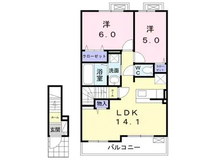 ARMAGNAC B(2LDK/2階)の間取り写真