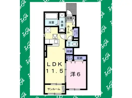 グランカーサ水芳I(1LDK/1階)の間取り写真