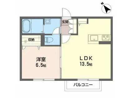 ル・ポール KOMENO(1LDK/2階)の間取り写真