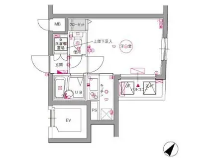 ル・リオン目黒Ⅰ(1K/4階)の間取り写真