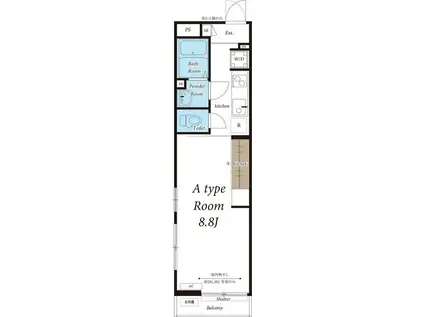 リブリ・ブリリアント(1K/2階)の間取り写真