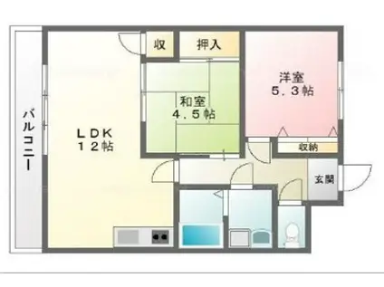 サンシャイン上道(2LDK/2階)の間取り写真
