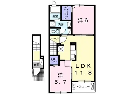 グランデール興浜III(2LDK/2階)の間取り写真
