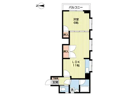 コンフォート岩川(1LDK/2階)の間取り写真