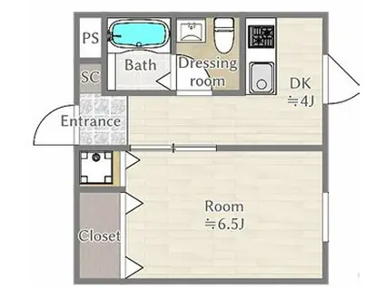 ENSOLEILLE(1K/2階)の間取り写真
