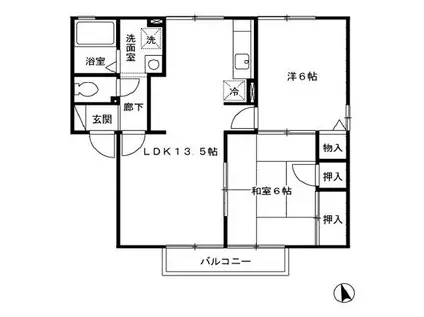 モン・ルポII(2LDK/2階)の間取り写真