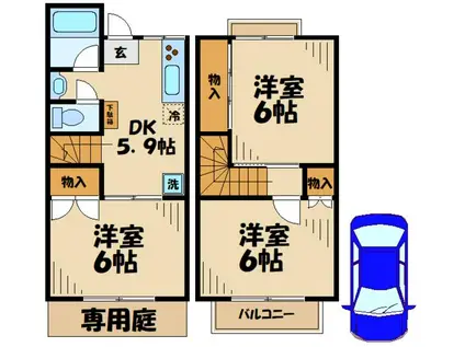 ガーデンタウン桜ヶ丘(2LDK/1階)の間取り写真