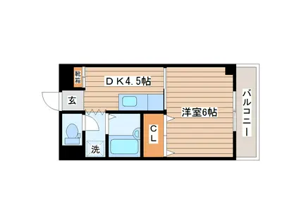 プラザ鹿野(1DK/4階)の間取り写真