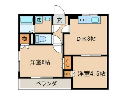 レ・セーナ(2DK/3階)の間取り写真