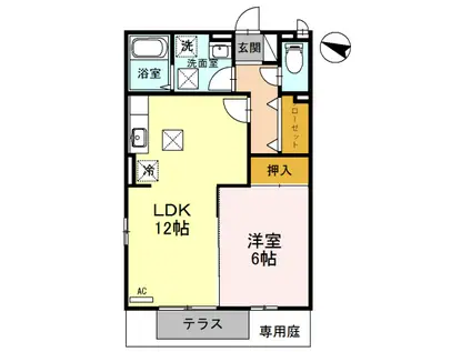 マリン毛見(1LDK/1階)の間取り写真
