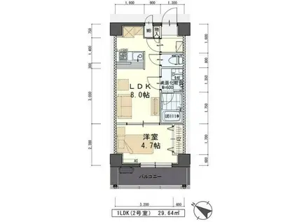 エアフォルク平成(1LDK/5階)の間取り写真