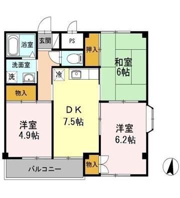 サンライズいわざき(3DK/3階)の間取り写真