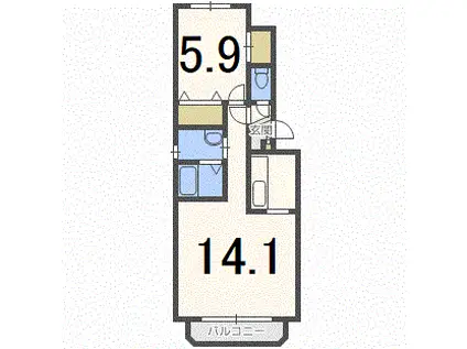ファインディ西町(1LDK/2階)の間取り写真