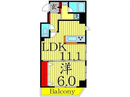 RELUXIA CITY東向島(1LDK/9階)の間取り写真
