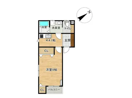 キルシュK(1K/1階)の間取り写真