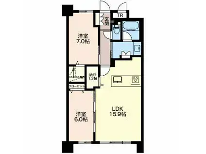 NOVELBRIGHT SAKURAYAMA(2LDK/1階)の間取り写真