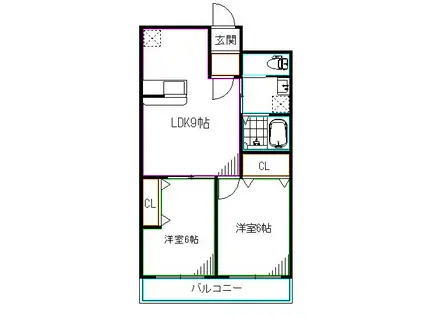 アビタシオン落合(2LDK/2階)の間取り写真